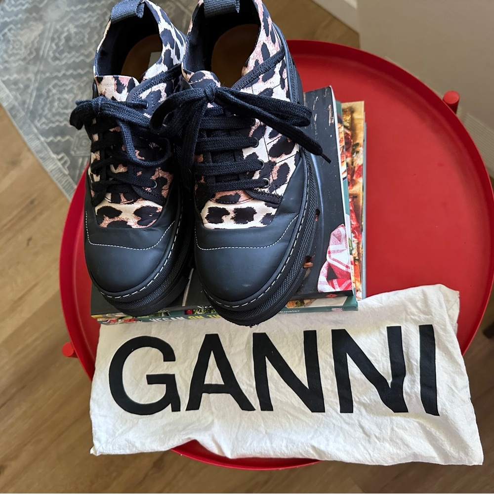 GANNI Chunky Shoes Cheetah with Black Accents